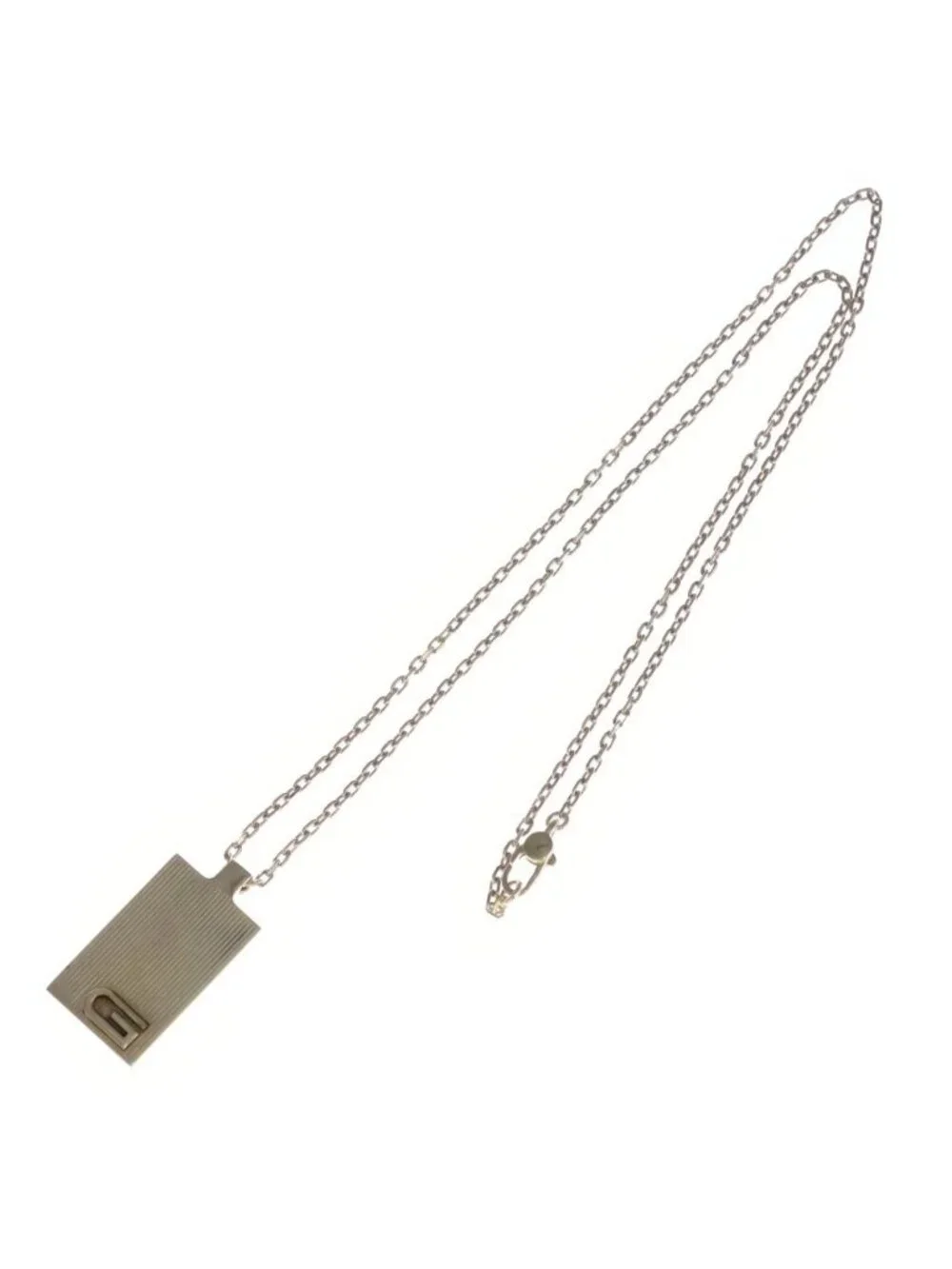 Gucci G Logo Plate Pendant Chain Silver Necklace